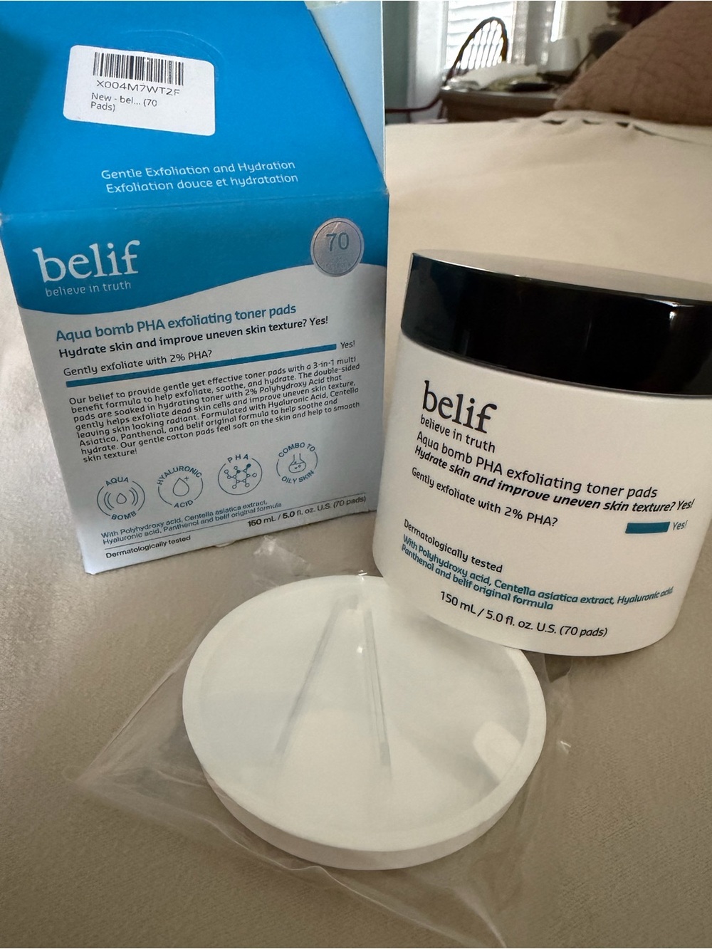 belif Aqua Bomb PHA Exfoliating Toner Pads - Korean skincare
